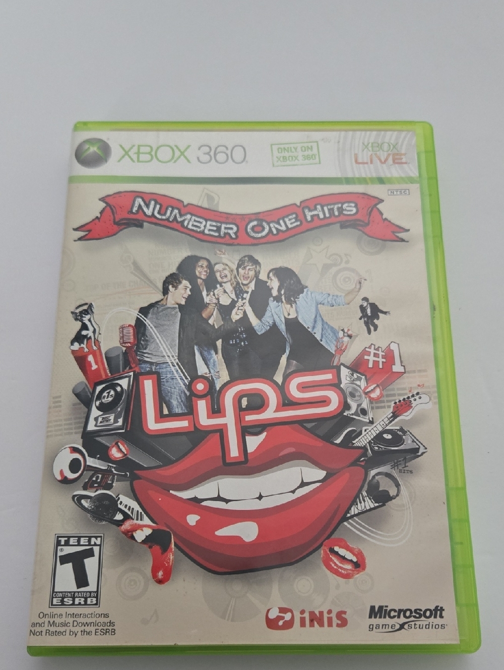 NO MIRCOPHONE Included Microsoft Lips Karaoke Game Cover - Red and Cream Artwork